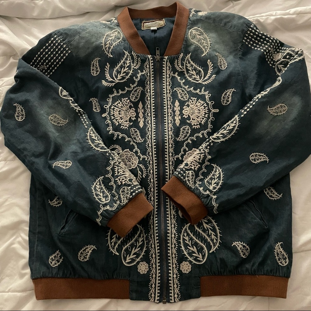 JOHNNY WAS MAHALIA DENIM BOMBER JACKET